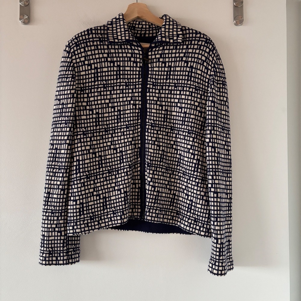 Vintage Steve Fabrikant Bergdorf Goodman Wool Knit Zip Cardigan Jacket